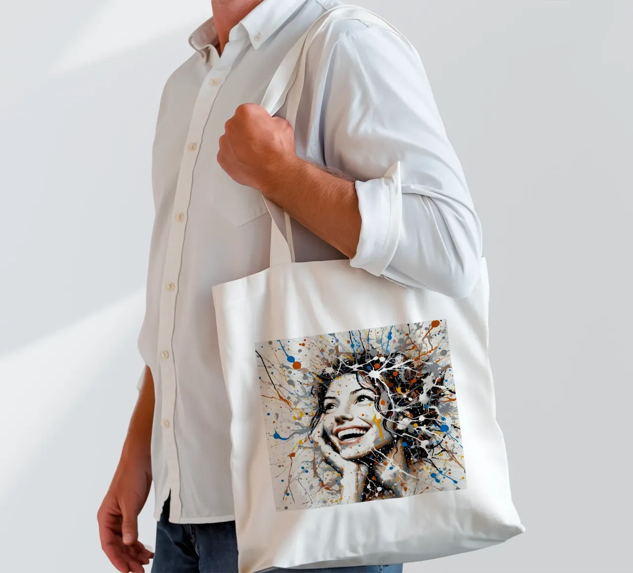 Frau Actionpainting tote bag by nomad