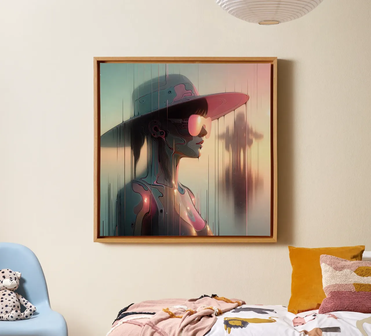 Donna con cappello tela con Cornice a cassetta da nomad