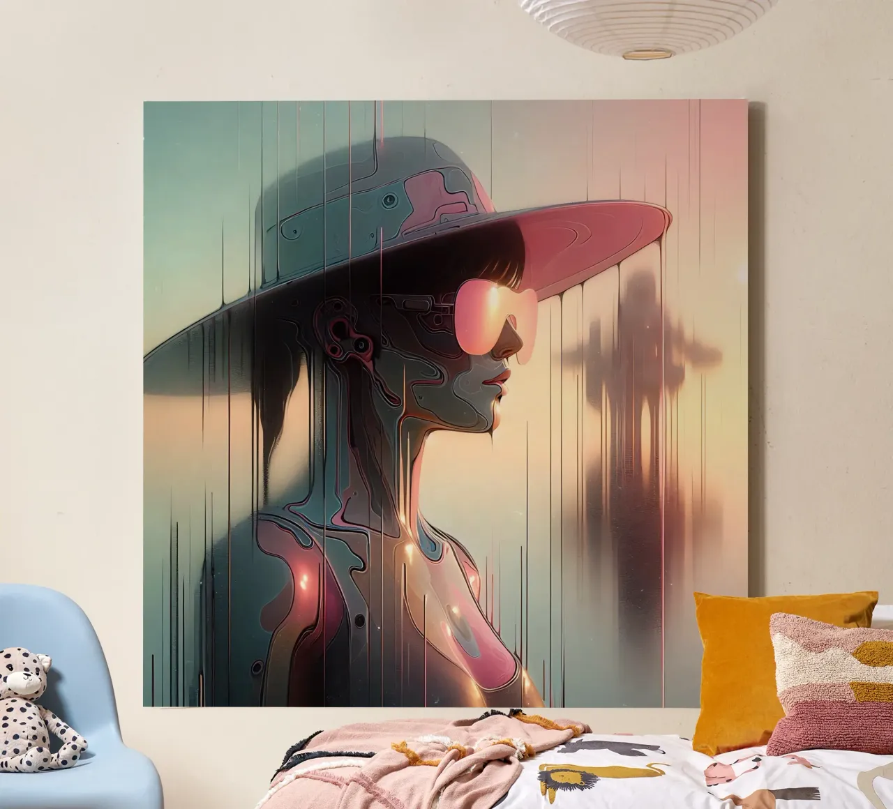 Donna con cappello tela con Cornice a cassetta da nomad