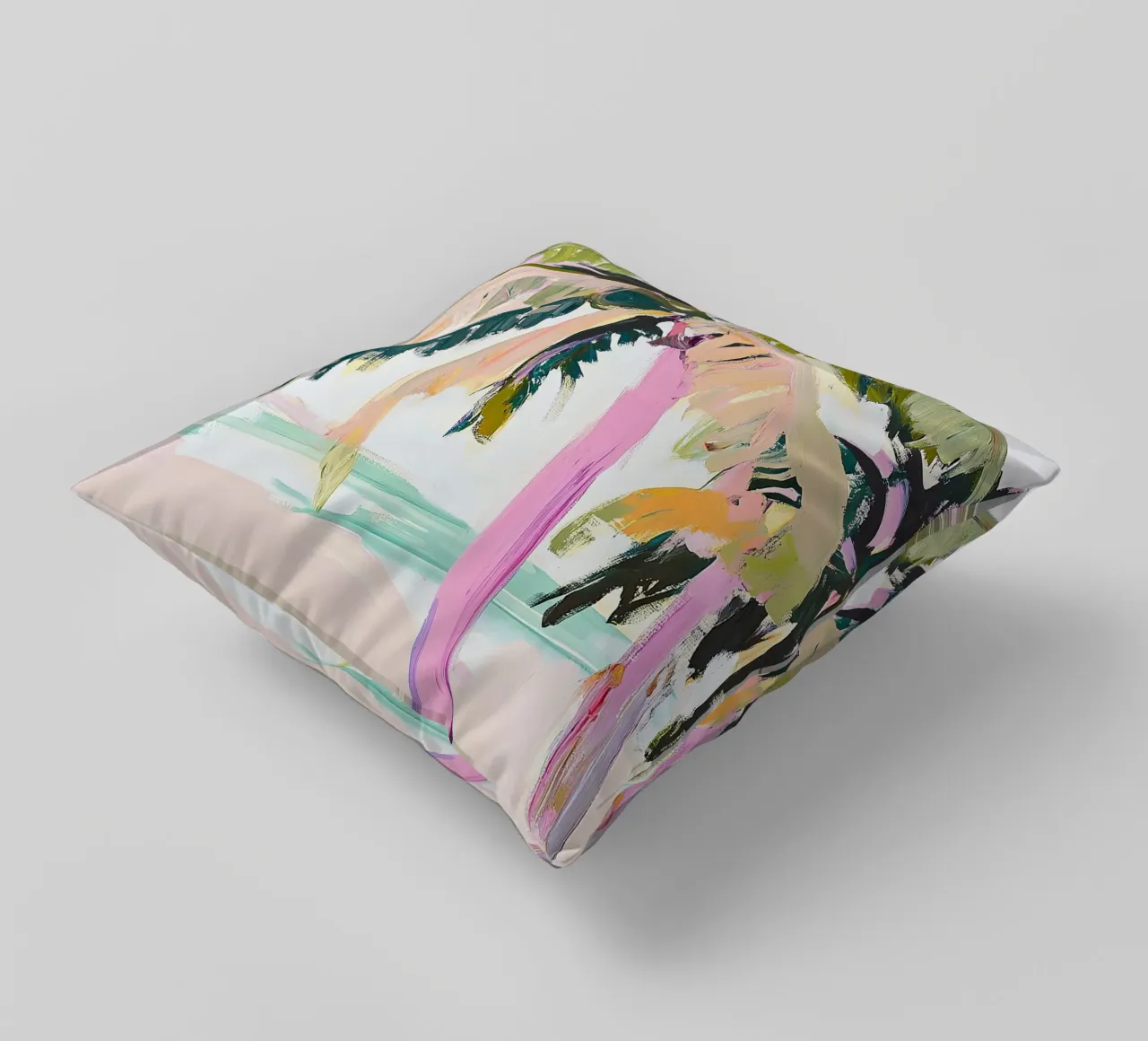 Palm Dreams: Echoes of the Tropics decorative cushion by Euphoria Theresa