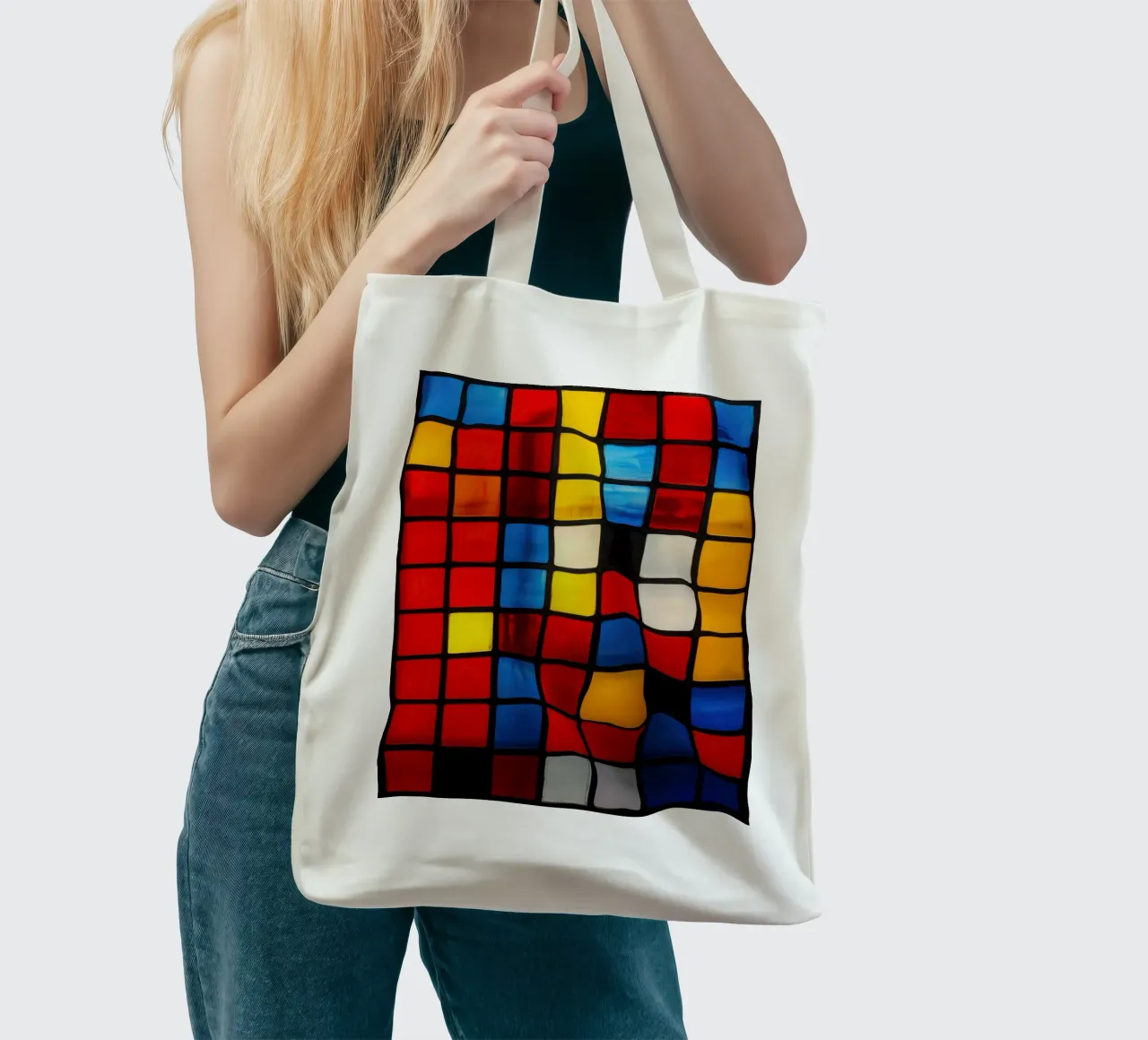 Mattone luminoso in vetro Mondrian borsa in juta da Autofocus