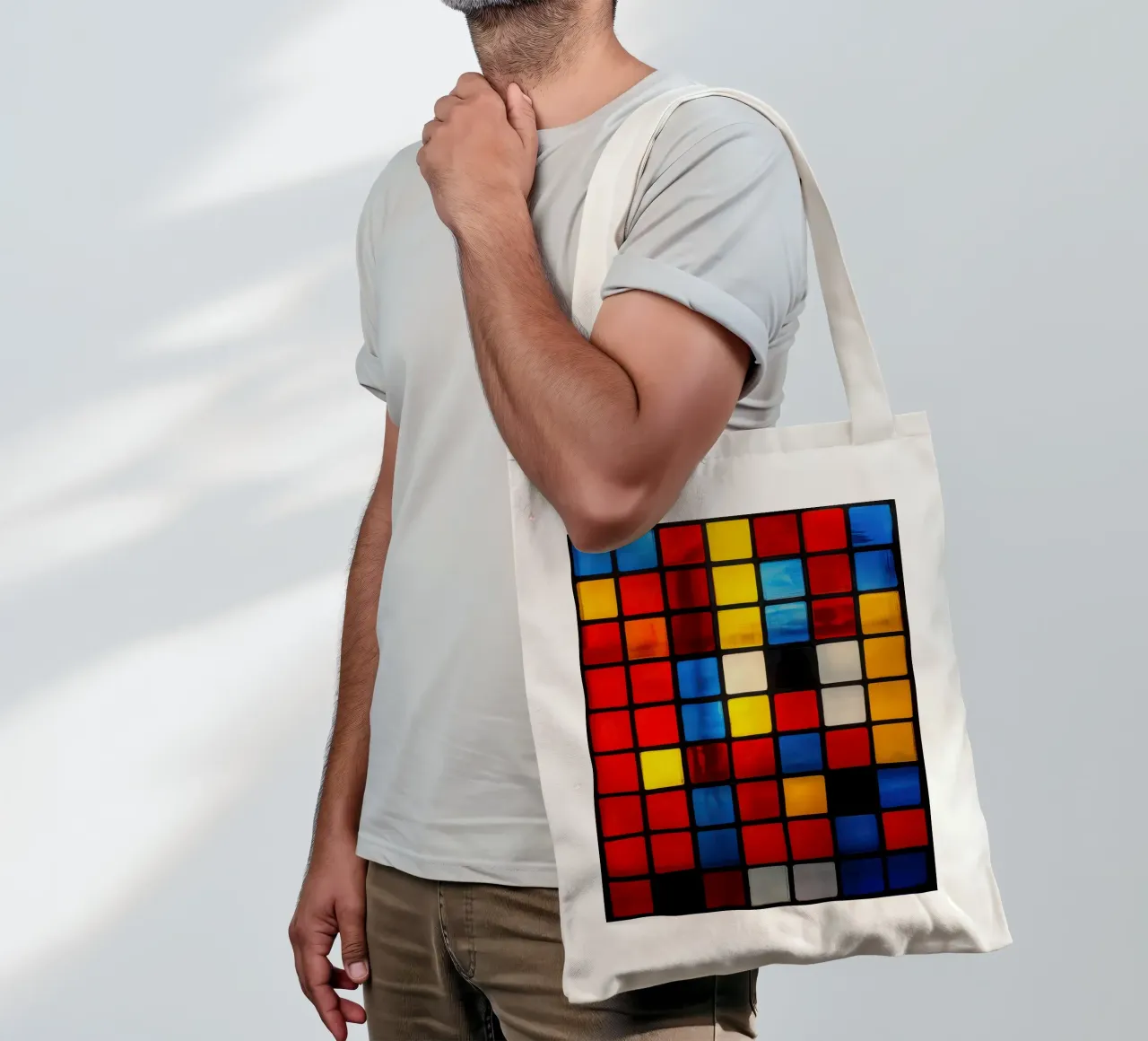 Mattone luminoso in vetro Mondrian borsa in juta da Autofocus