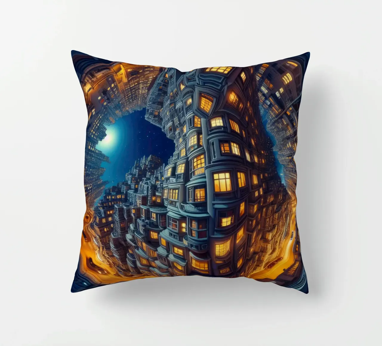 Sphere 037 - Futuristic Night Cityscape cuscino da Spheres