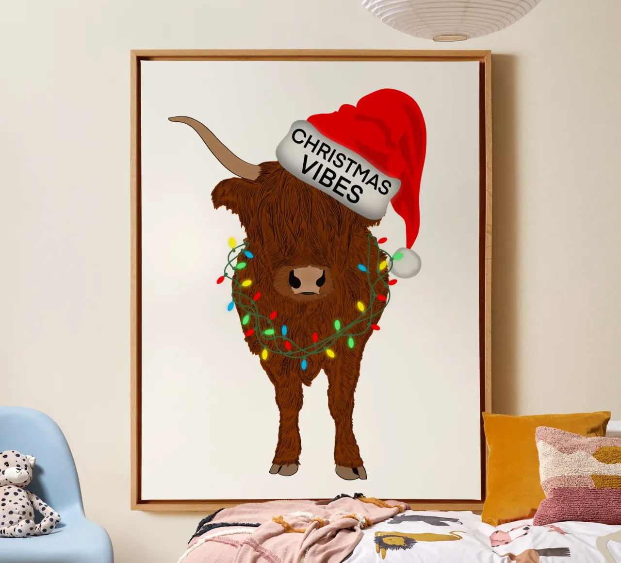 MUCCA HIGHLAND DI NATALE tela con Cornice a cassetta da ARTOMATIC