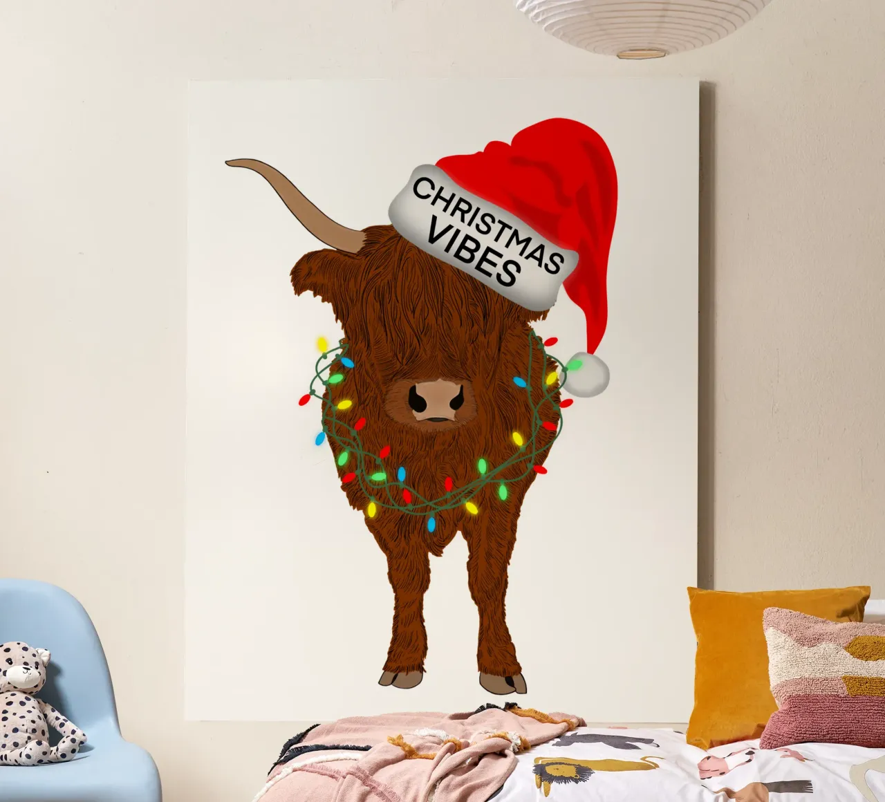 MUCCA HIGHLAND DI NATALE tela con Cornice a cassetta da ARTOMATIC