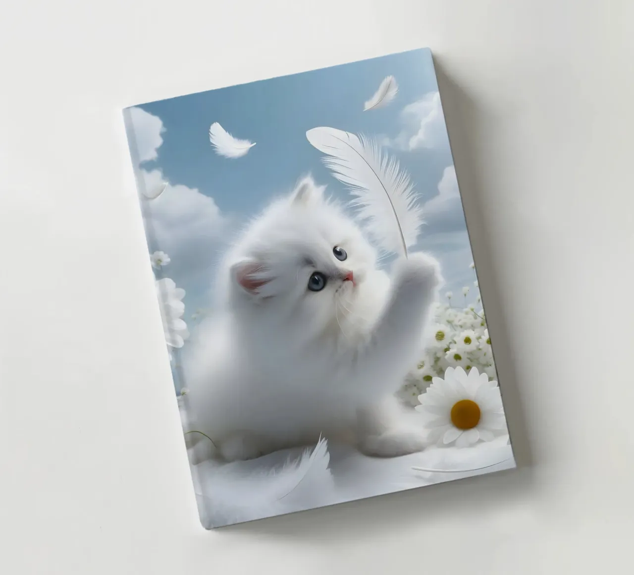 Cat with feather notebook by hunde-katzen-tiere