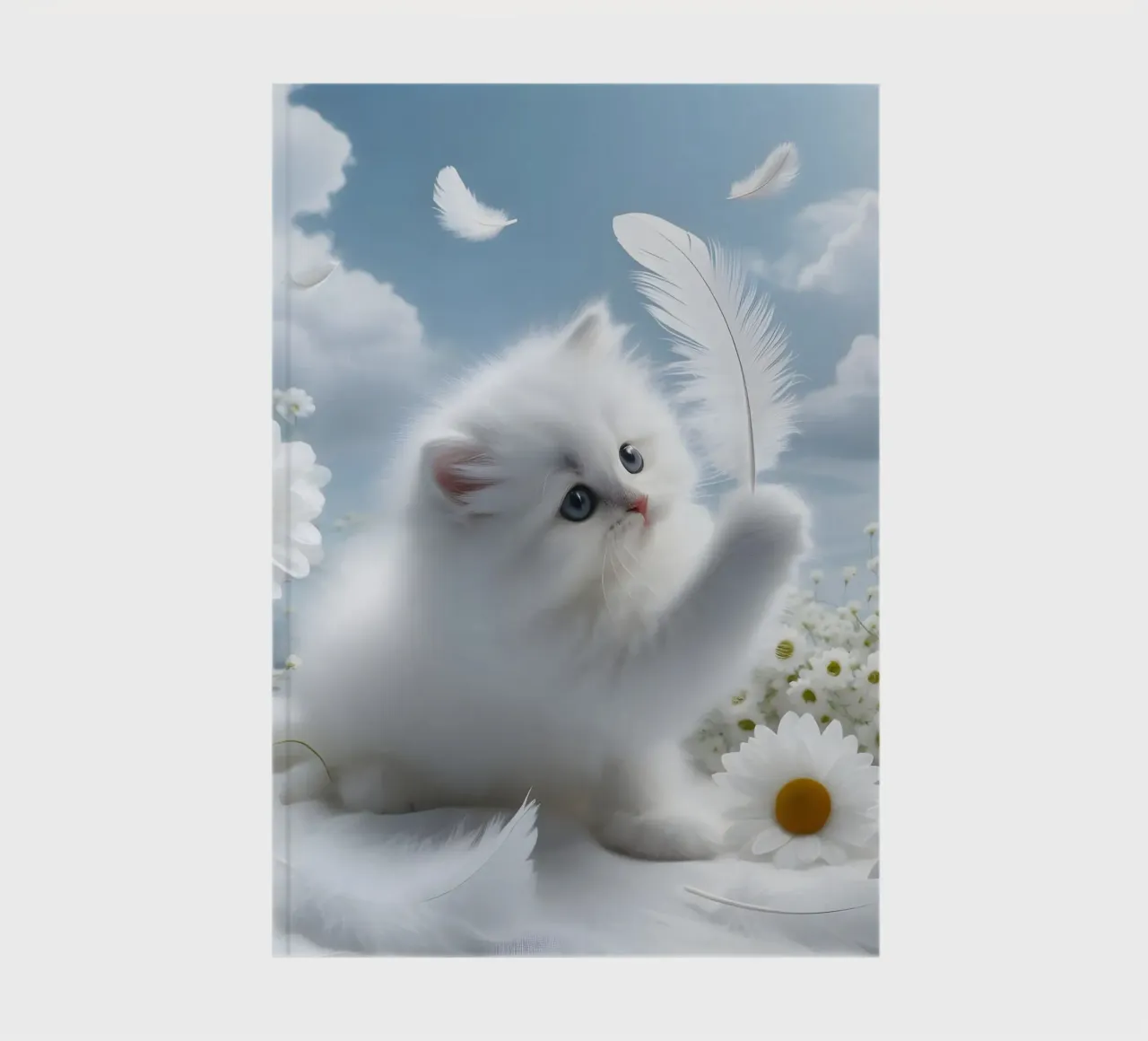 Cat with feather notebook by hunde-katzen-tiere