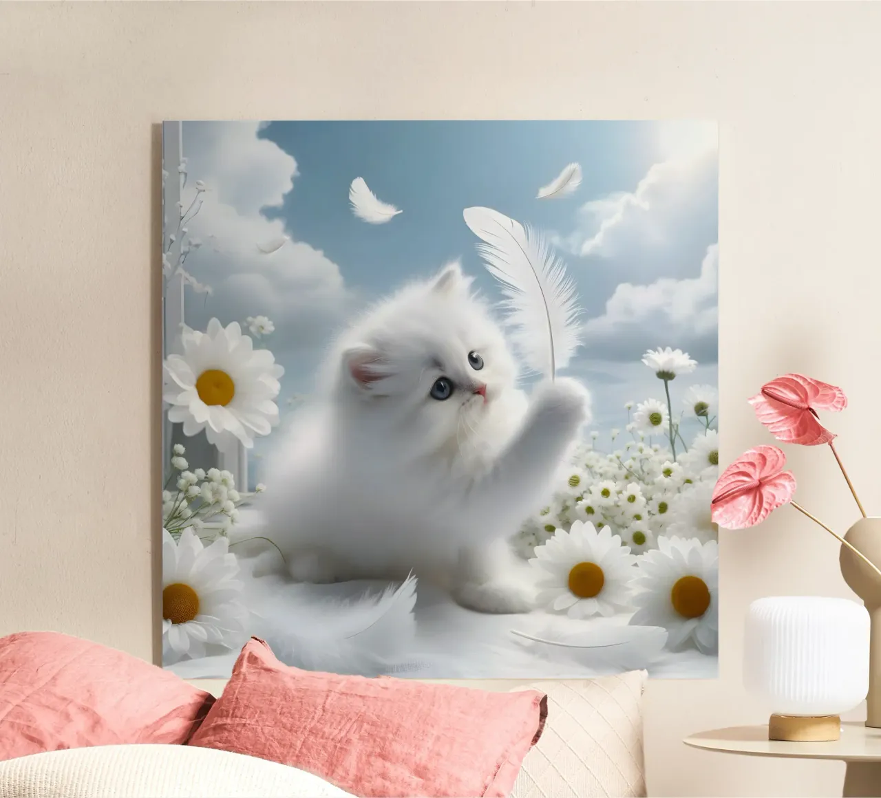 Gatto con piuma plexiglass da hunde-katzen-tiere