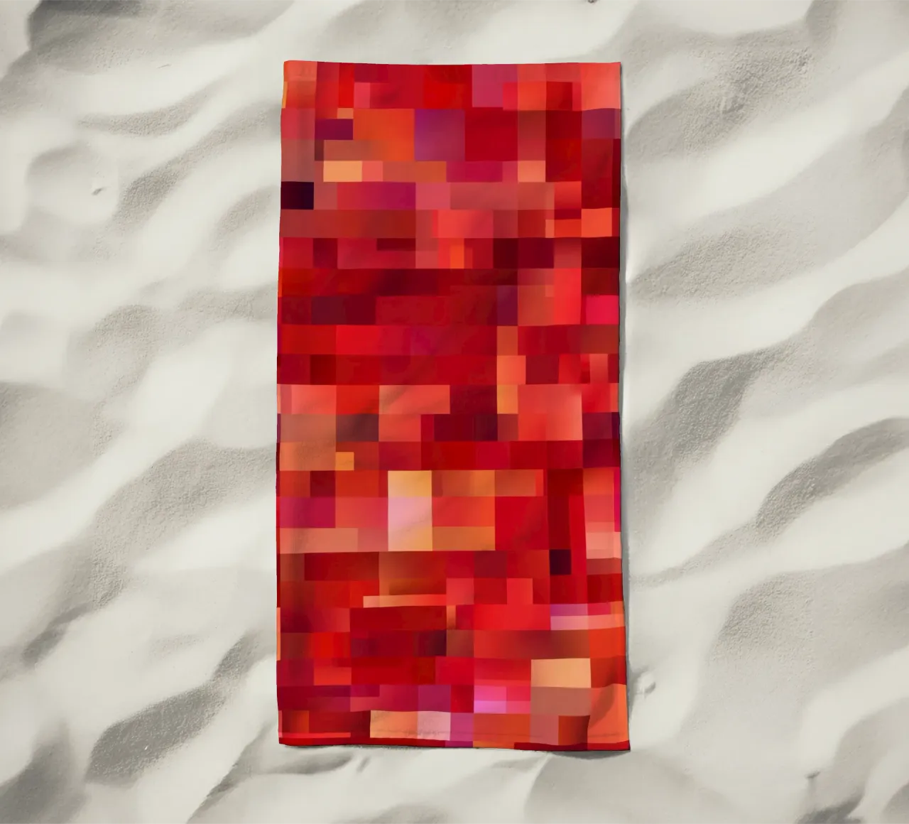 50 Shades Of Red | Abstract Cubist Fire Pattern beach towel by Autofocus