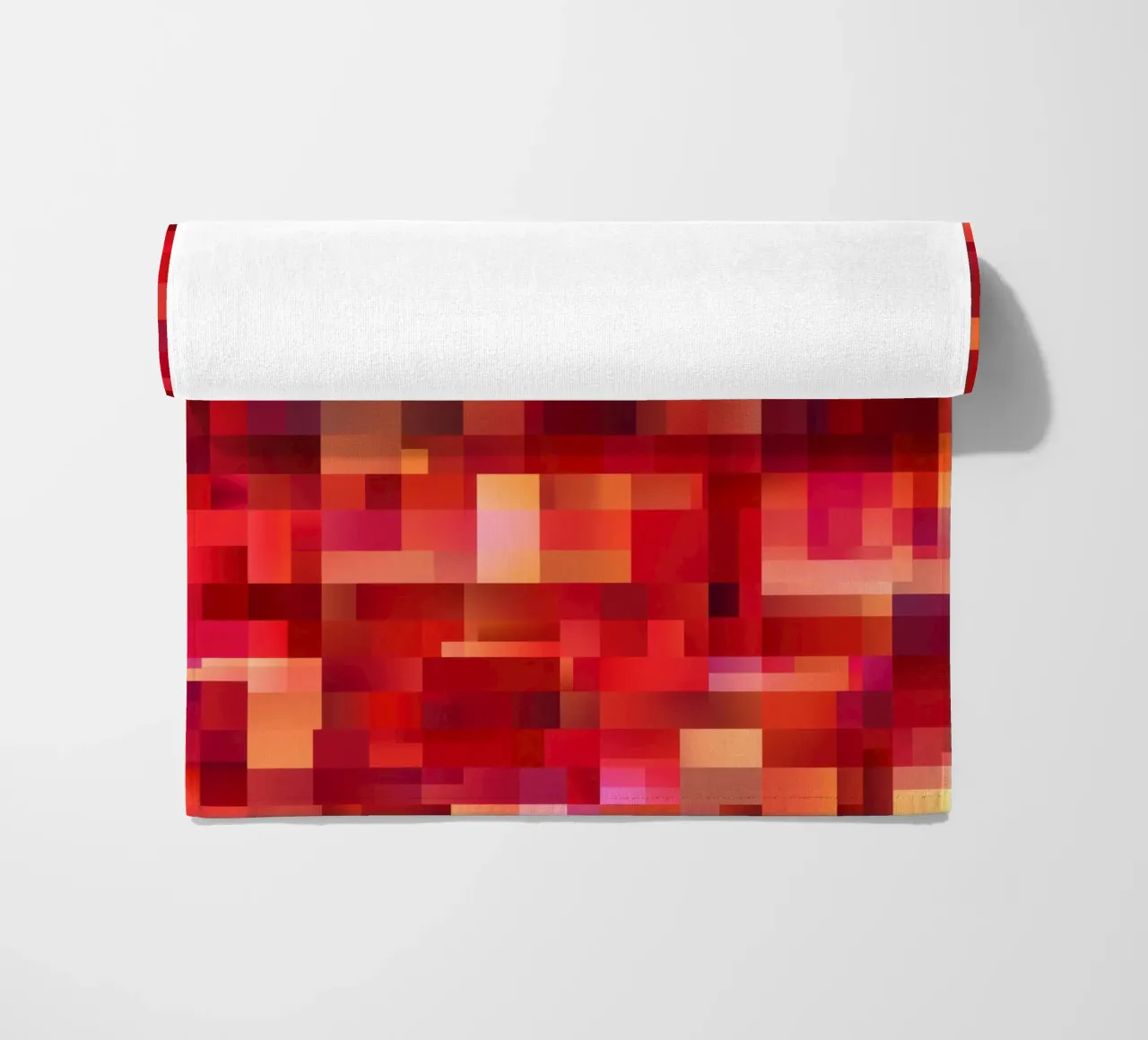 50 Shades Of Red | Abstract Cubist Fire Pattern beach towel by Autofocus