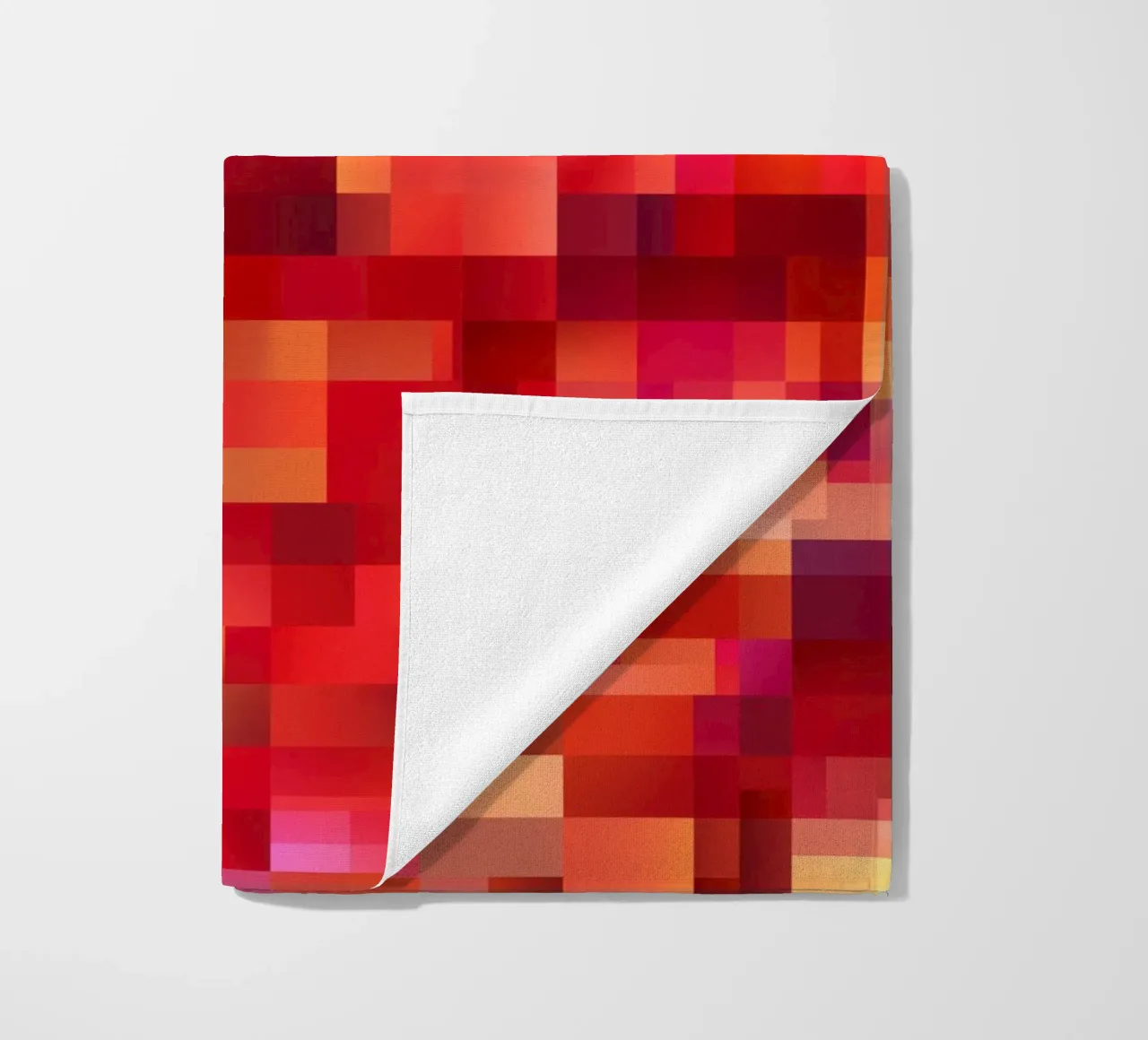 50 Shades Of Red | Abstract Cubist Fire Pattern beach towel by Autofocus