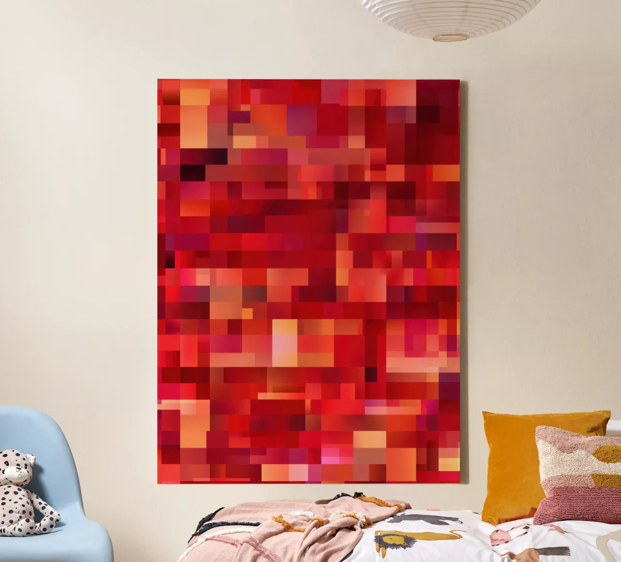 50 Shades Of Red | Abstract Cubist Pattern canvas by Autofocus