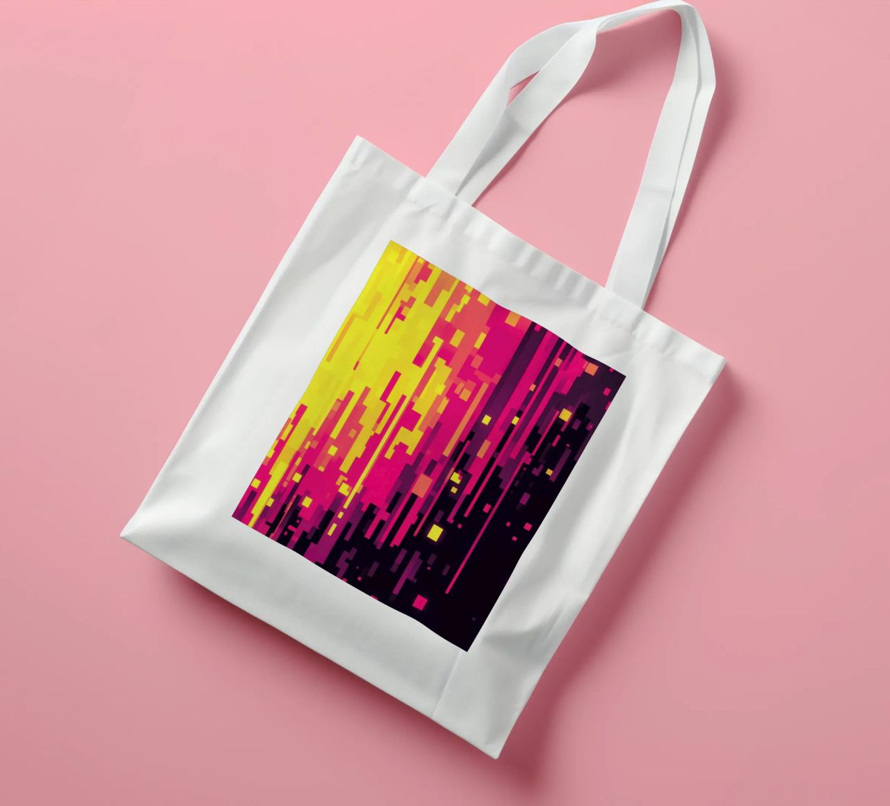 8-Bit Digital Neon Fallout Pattern borsa in juta da Autofocus