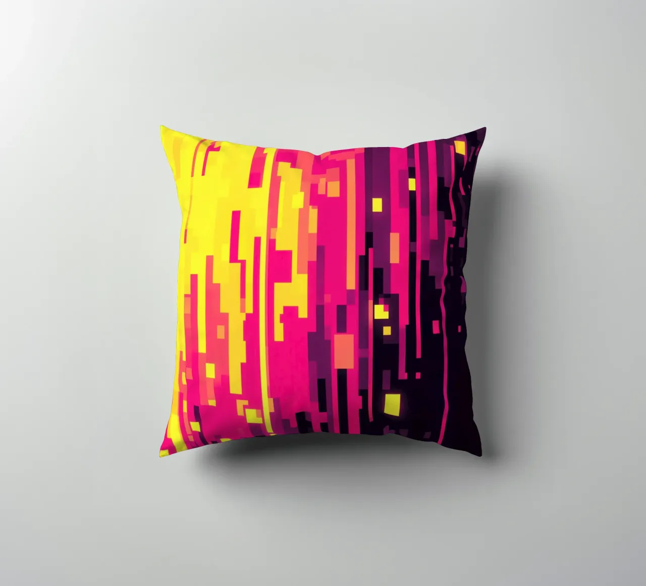 8-Bit Digital Neon Fallout Pattern Kissen von Autofocus