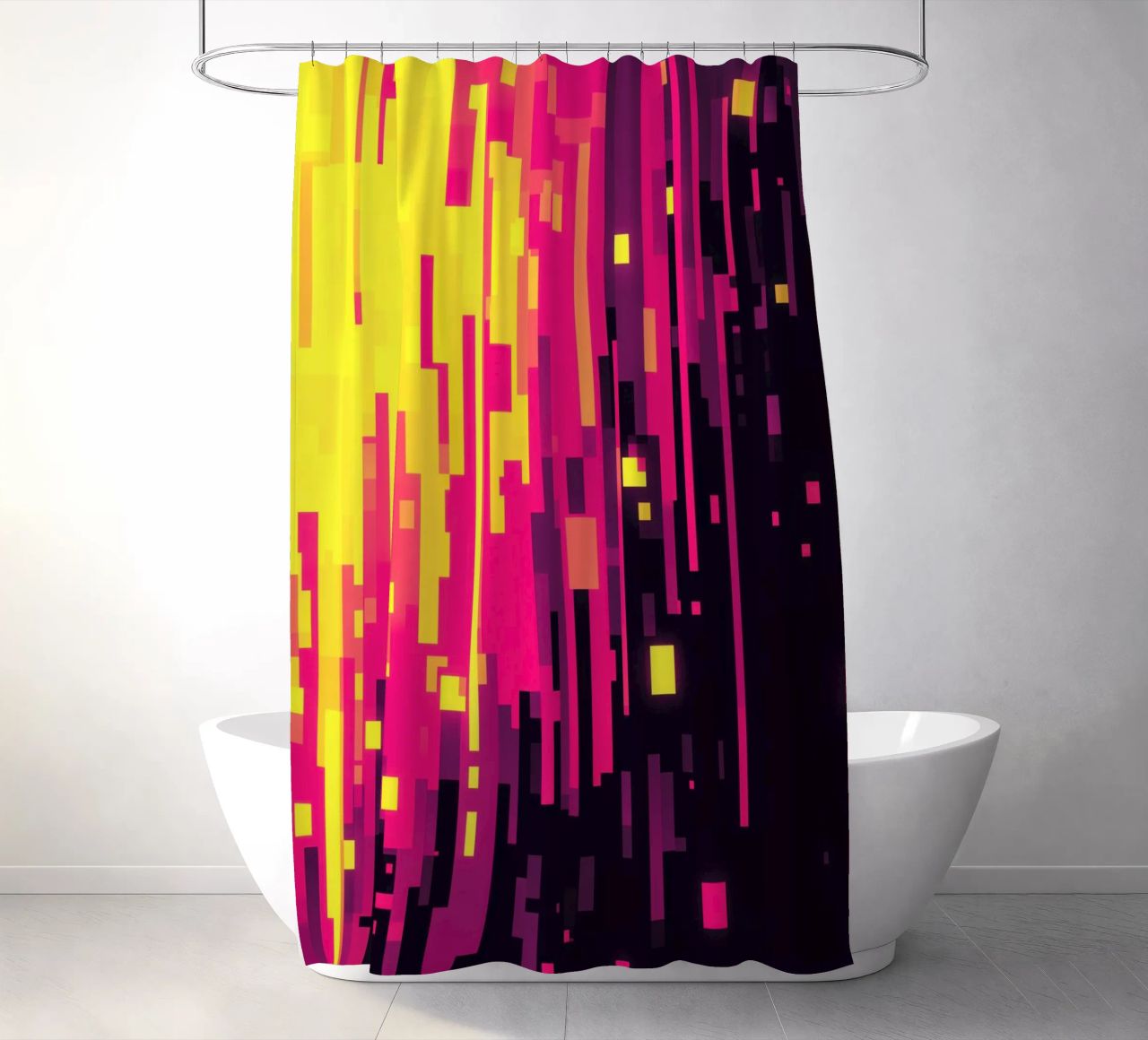 8-Bit Digital Neon Fallout Pattern tenda da doccia da Autofocus