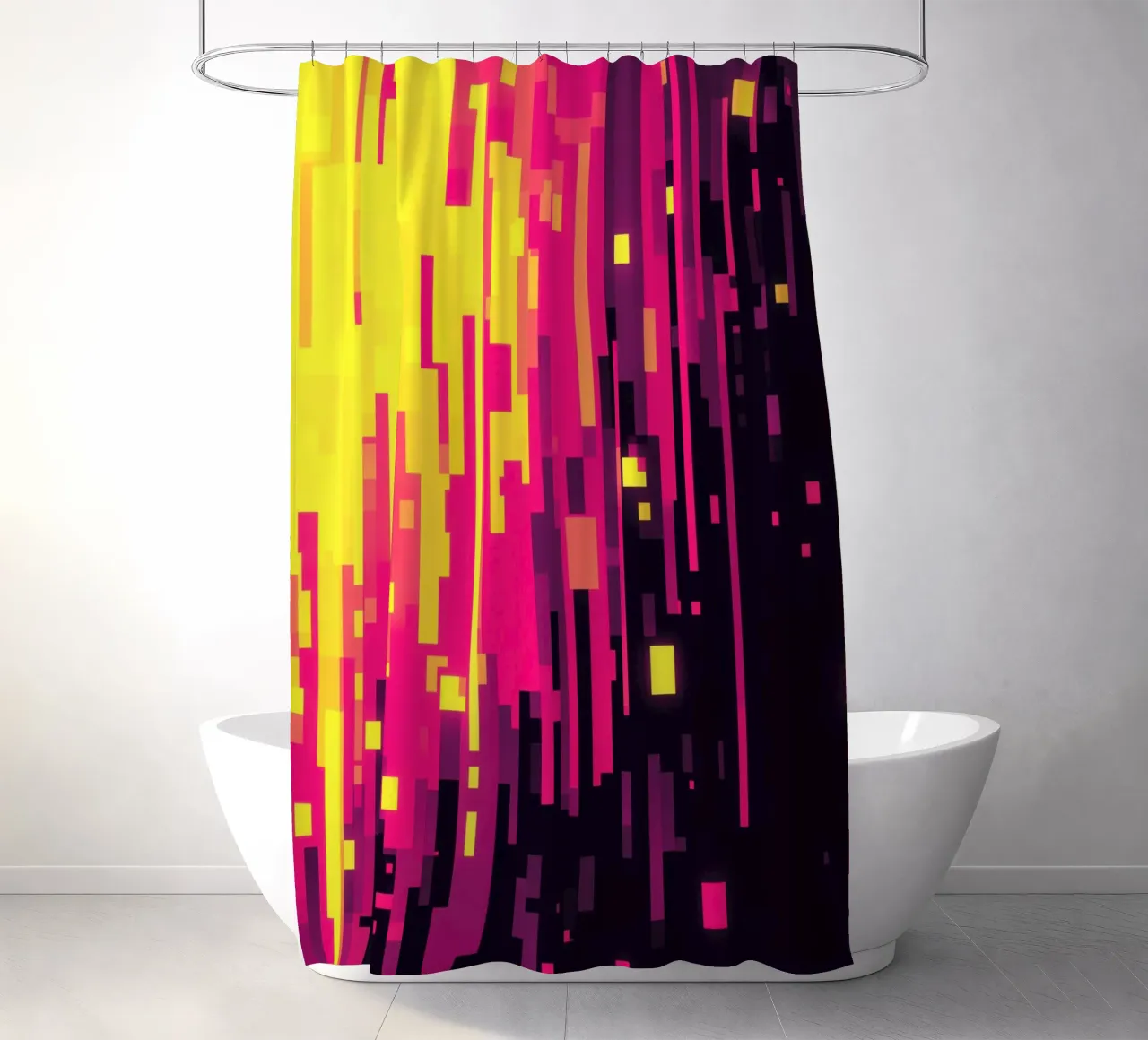 8-Bit Digital Neon Fallout Pattern tenda da doccia da Autofocus
