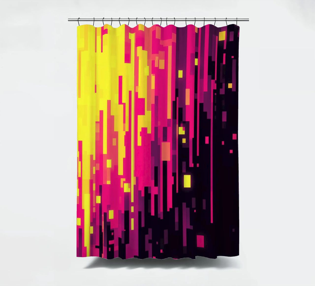 8-Bit Digital Neon Fallout Pattern tenda da doccia da Autofocus