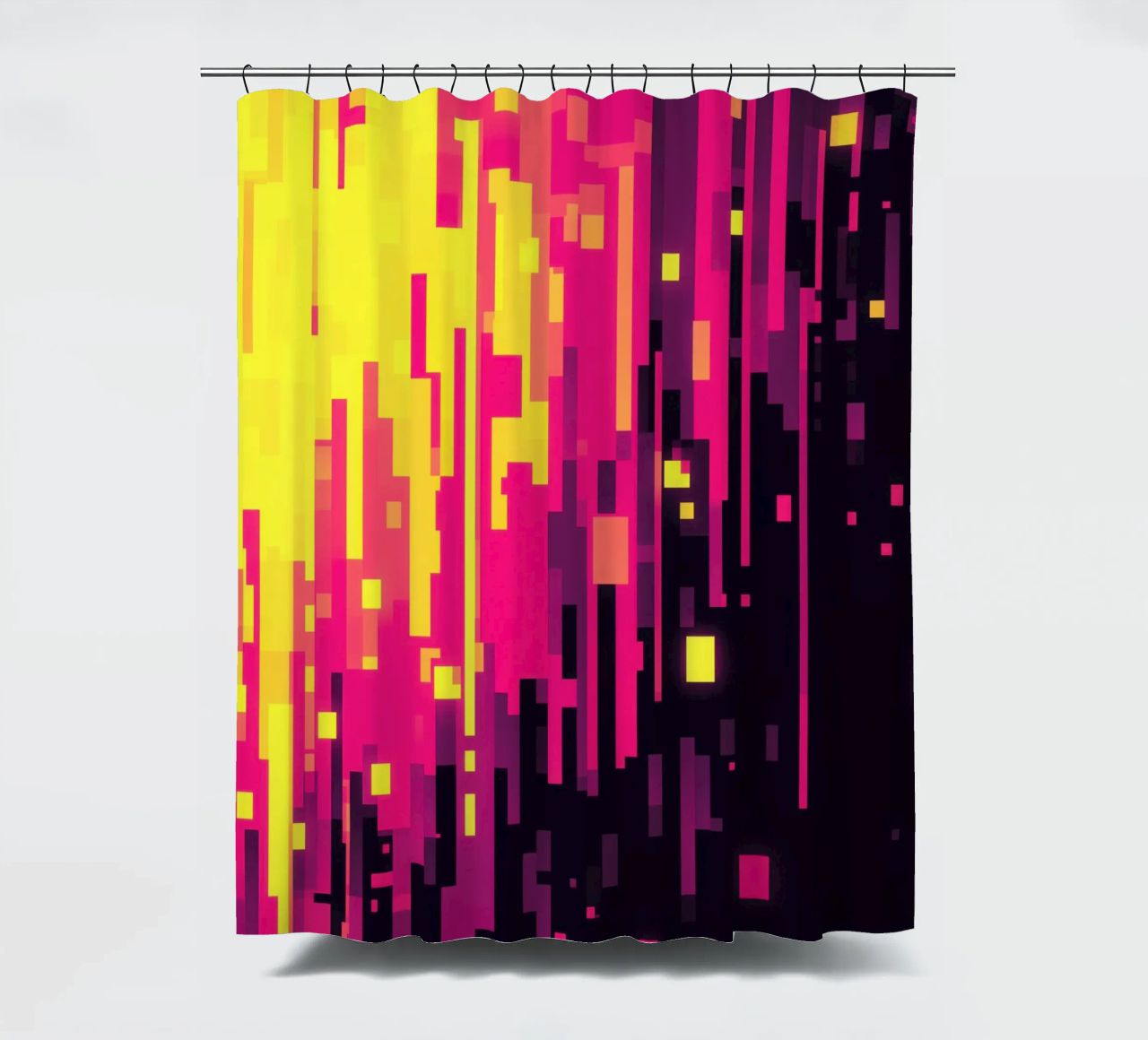 8-Bit Digital Neon Fallout Pattern tenda da doccia da Autofocus