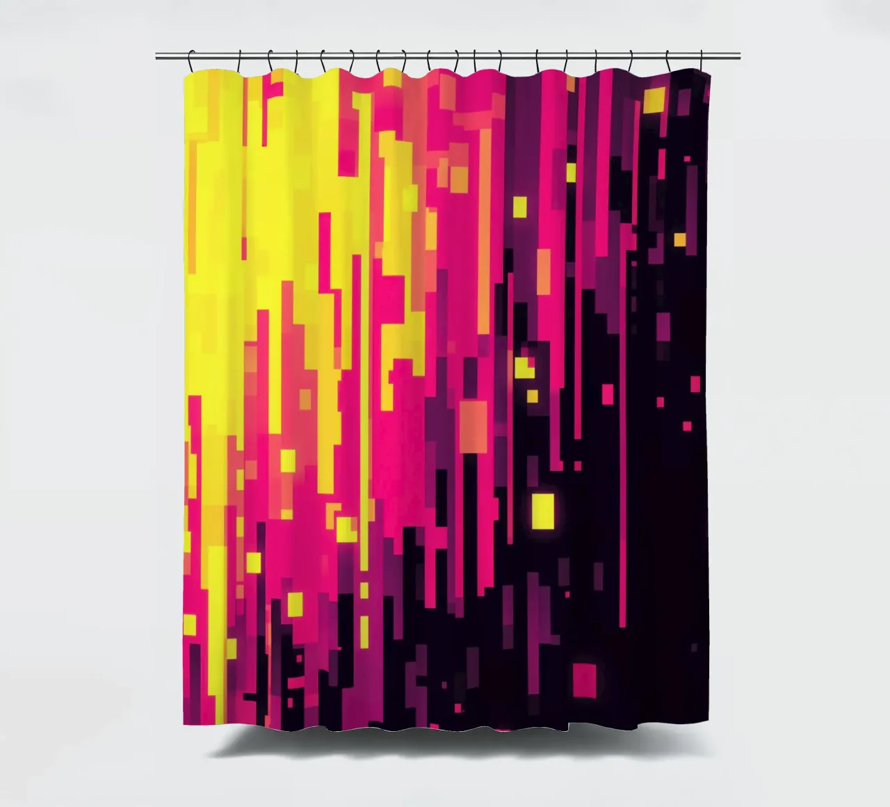8-Bit Digital Neon Fallout Pattern tenda da doccia da Autofocus