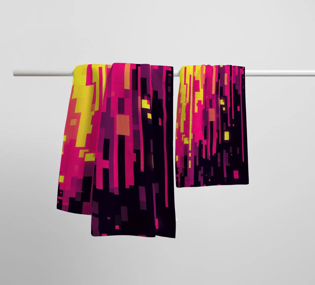 8-Bit Digital Neon Fallout Pattern Handtuch von Autofocus