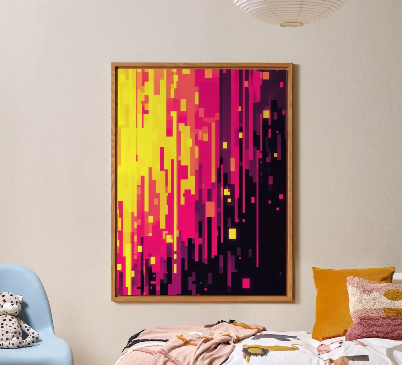 8-Bit Digital Neon Fallout Pattern aluminio dibond de Autofocus