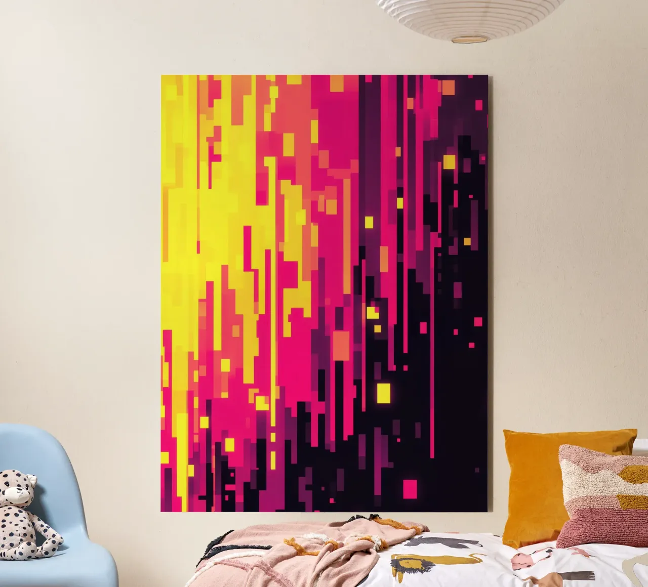 8-Bit Digital Neon Fallout Pattern Alu-Dibond von Autofocus