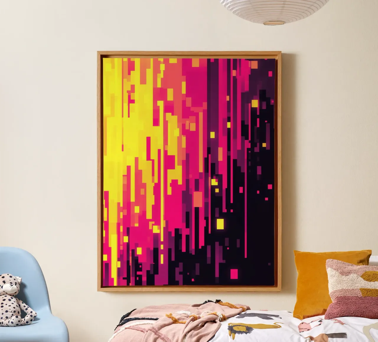 8-Bit Digital Neon Fallout Pattern Leinwand von Autofocus
