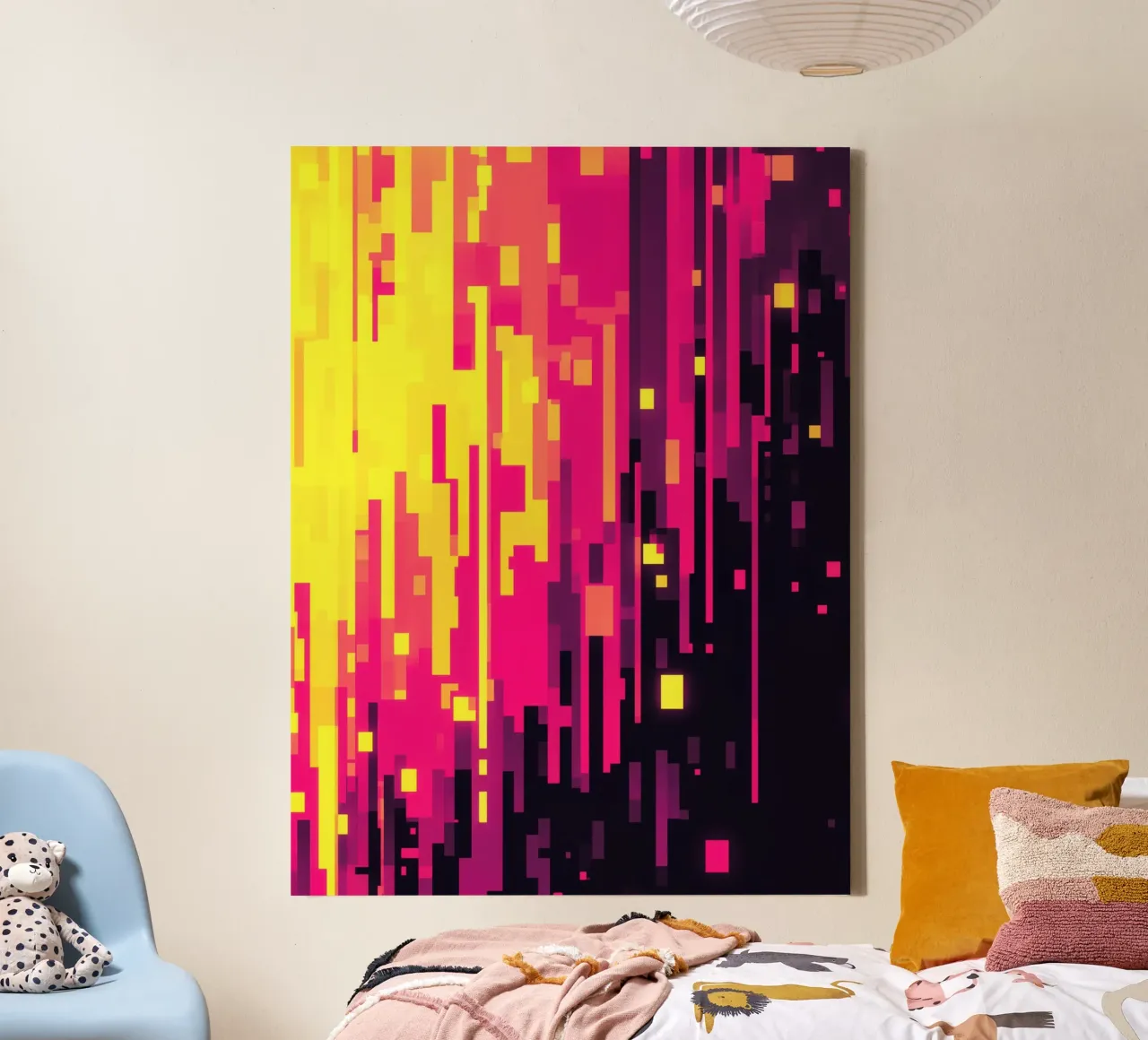 8-Bit Digital Neon Fallout Pattern Leinwand von Autofocus