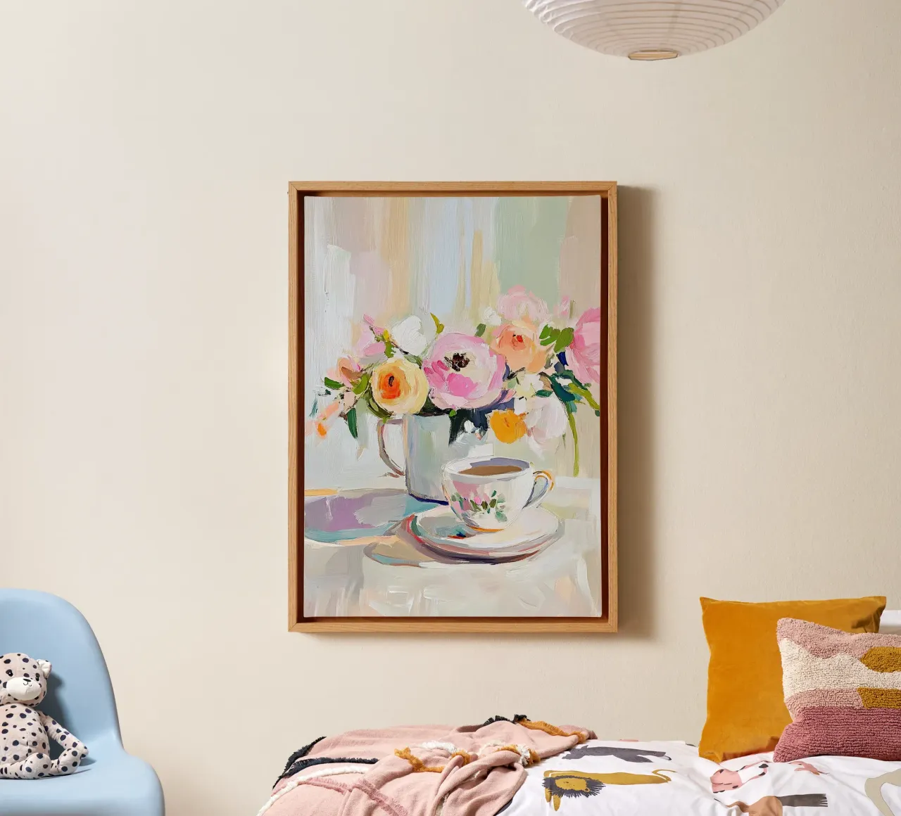 Blush & Brew: A Vintage Still Life tela con Cornice a cassetta da Euphoria Theresa