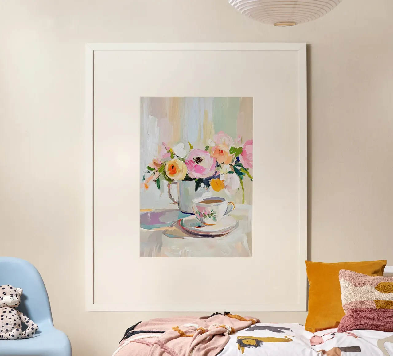 Blush & Brew: A Vintage Still Life poster con telaio in alluminio da Euphoria Theresa