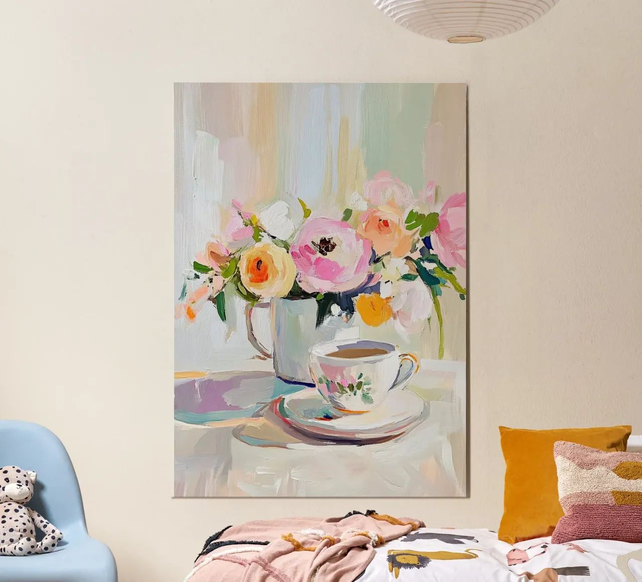 Blush & Brew: A Vintage Still Life poster con telaio in alluminio da Euphoria Theresa