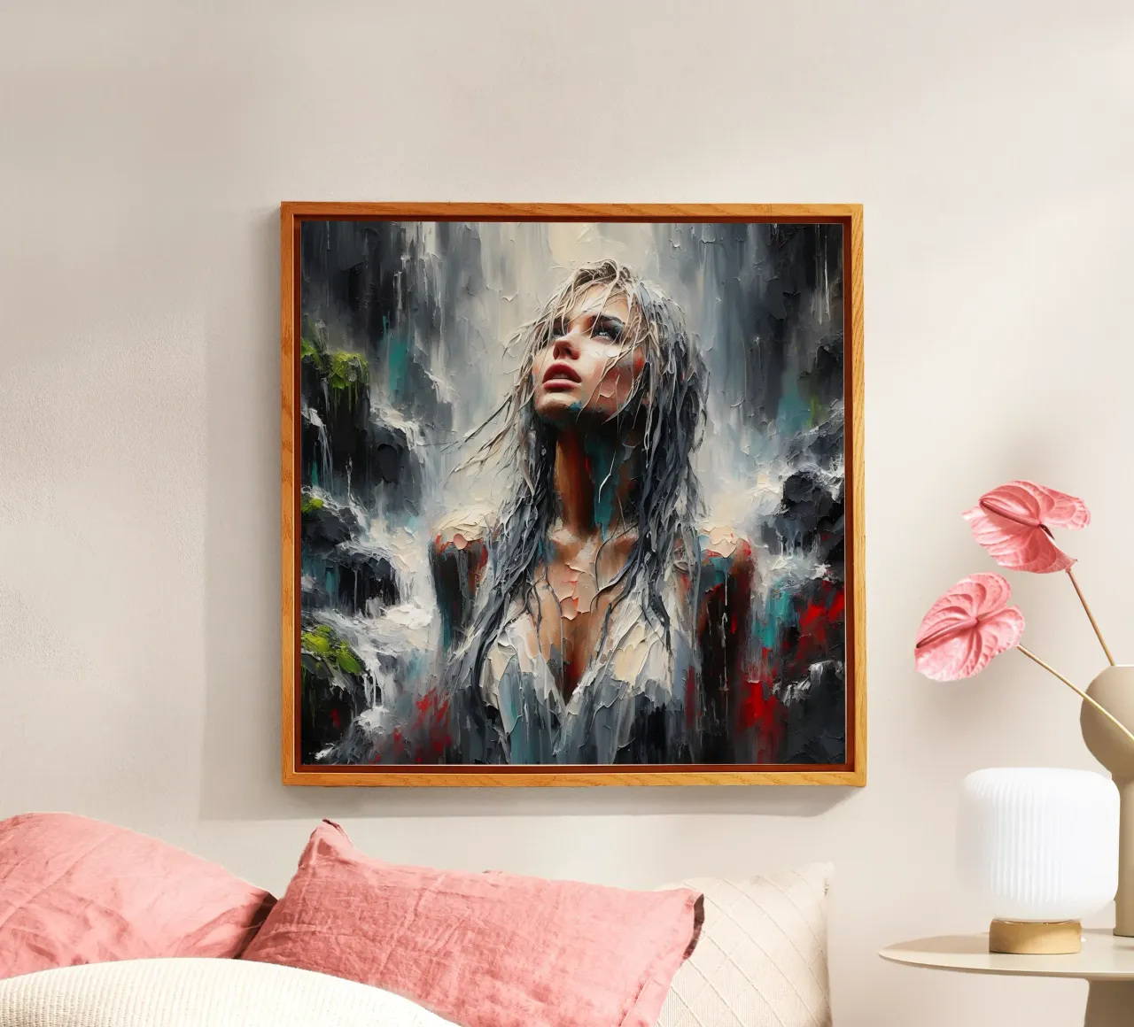 Donna con cascata plexiglass da nomad