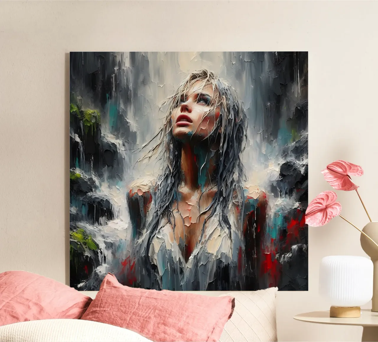 Donna con cascata plexiglass da nomad