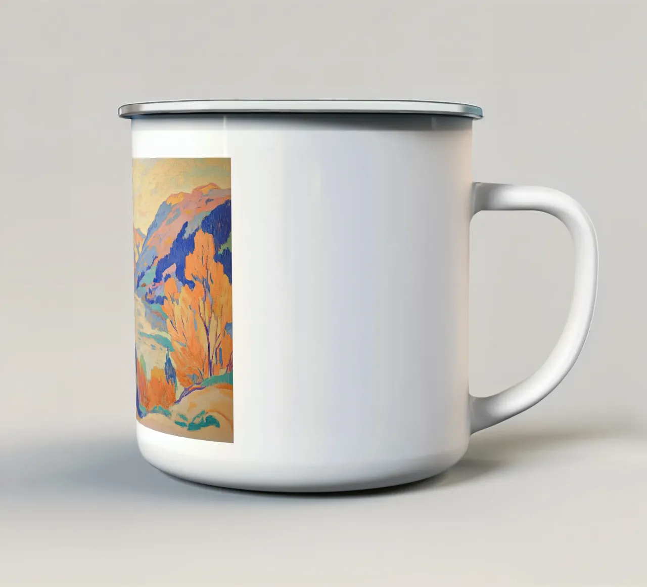Orizzonti Fauvisti: Montagne in fiore tazza in smalto da Euphoria Theresa