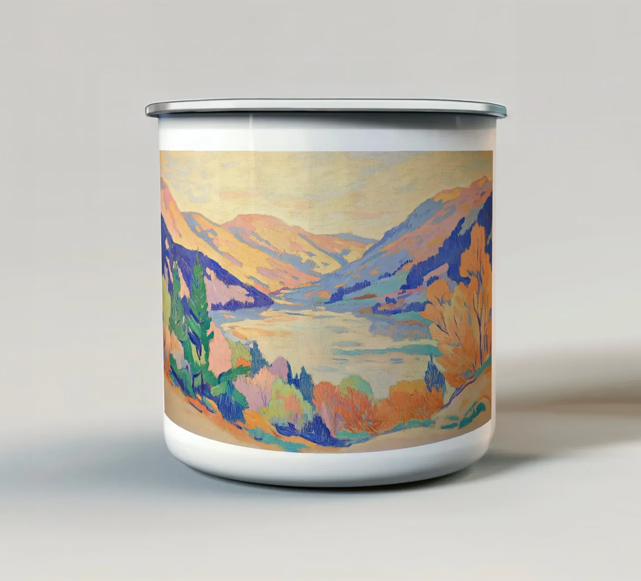 Orizzonti Fauvisti: Montagne in fiore tazza in smalto da Euphoria Theresa