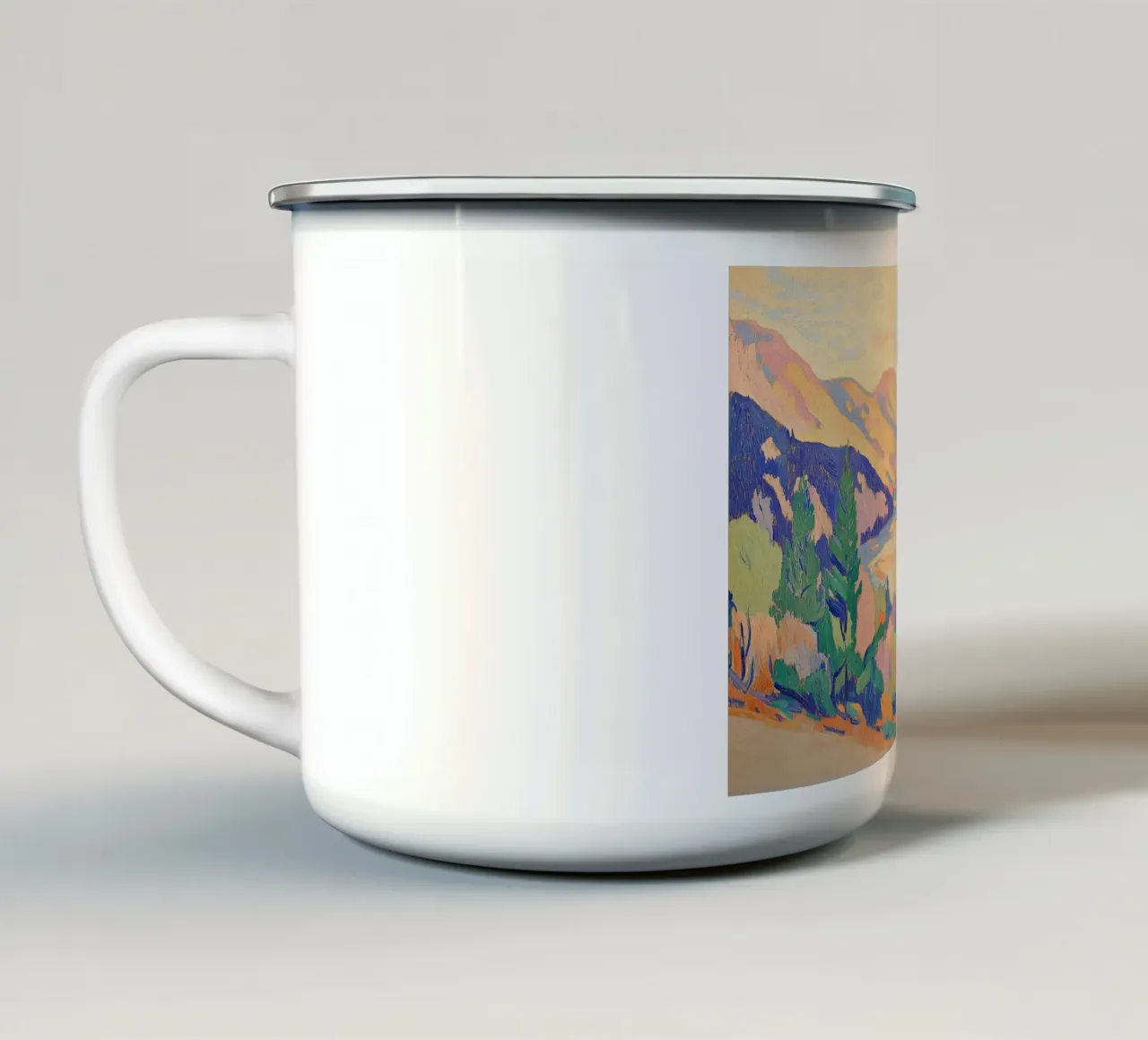Orizzonti Fauvisti: Montagne in fiore tazza in smalto da Euphoria Theresa