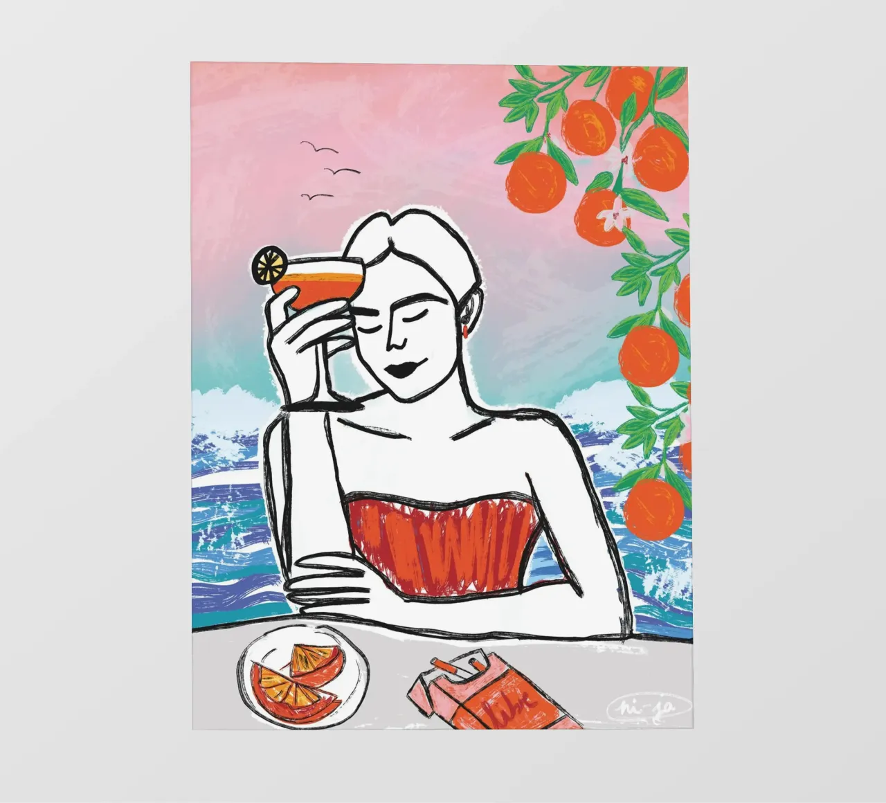 Aperol Frau Am Meer pellicola backlit da ni-ja artboutique