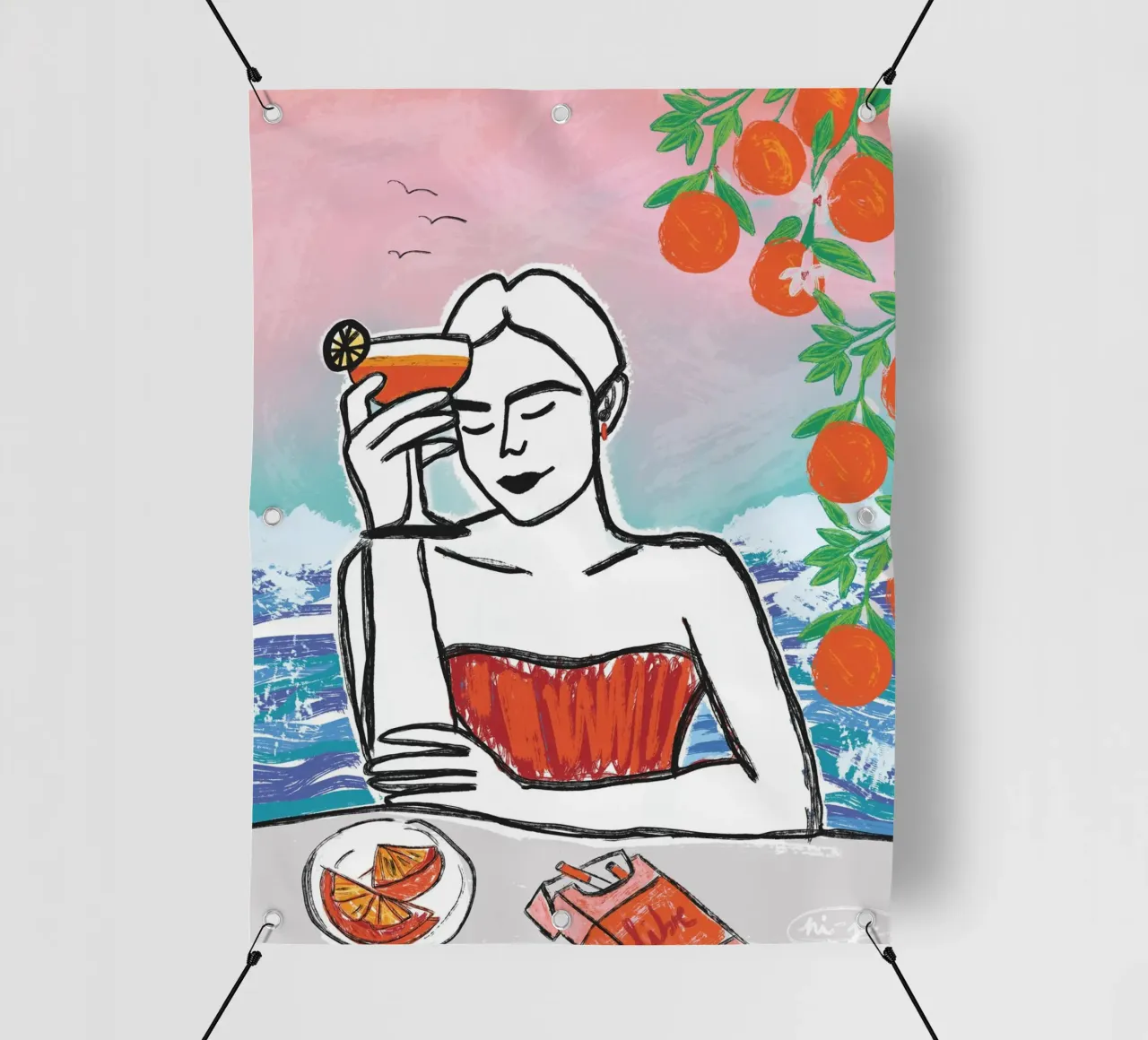 Aperol Frau Am Meer telo in pvc da ni-ja artboutique