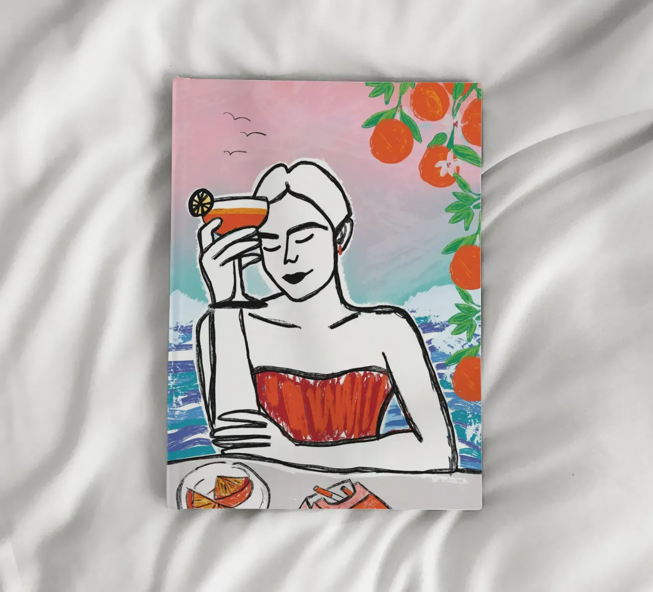 Aperol Frau Am Meer notebook by ni-ja artboutique