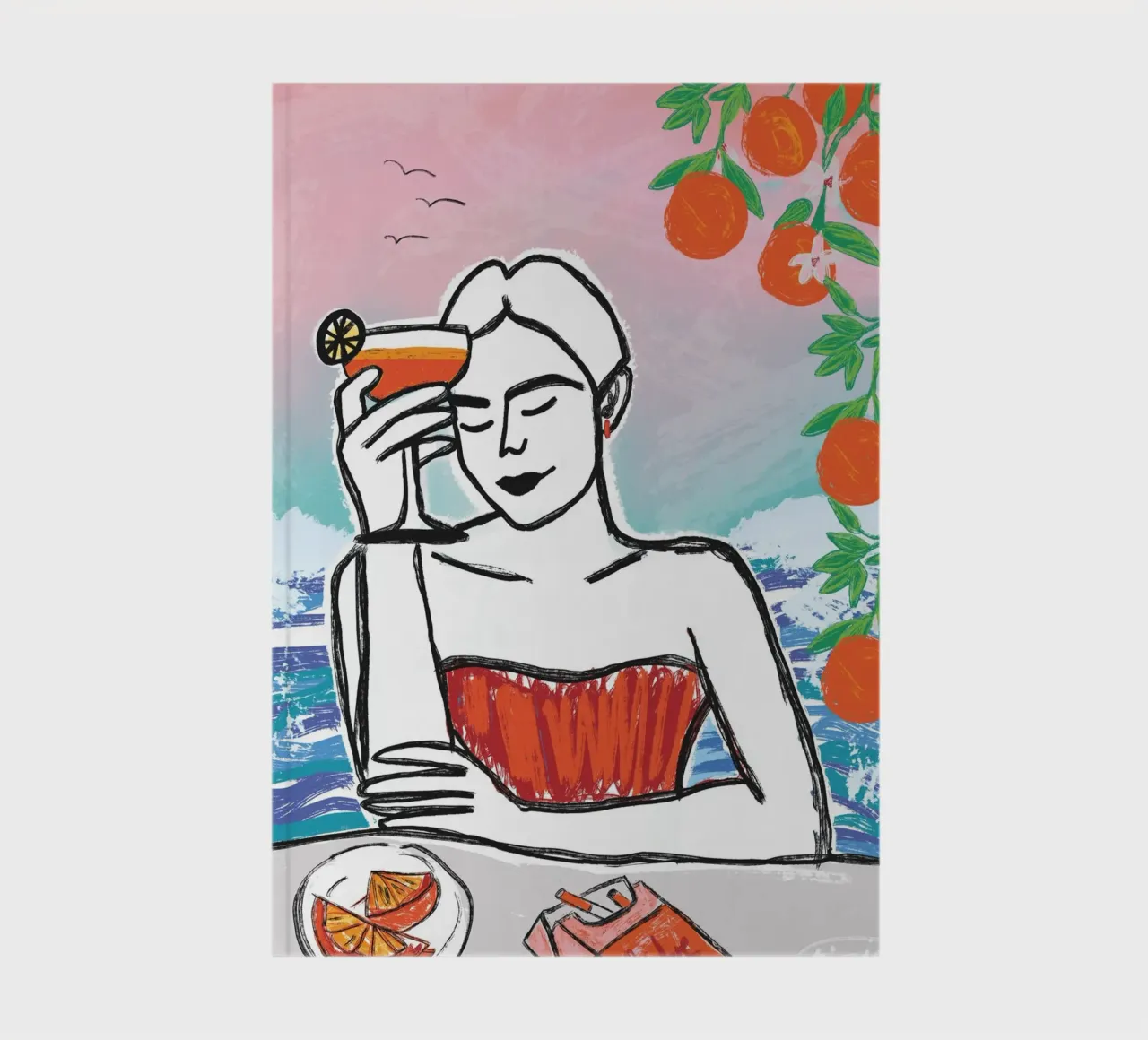 Aperol Frau Am Meer notebook by ni-ja artboutique