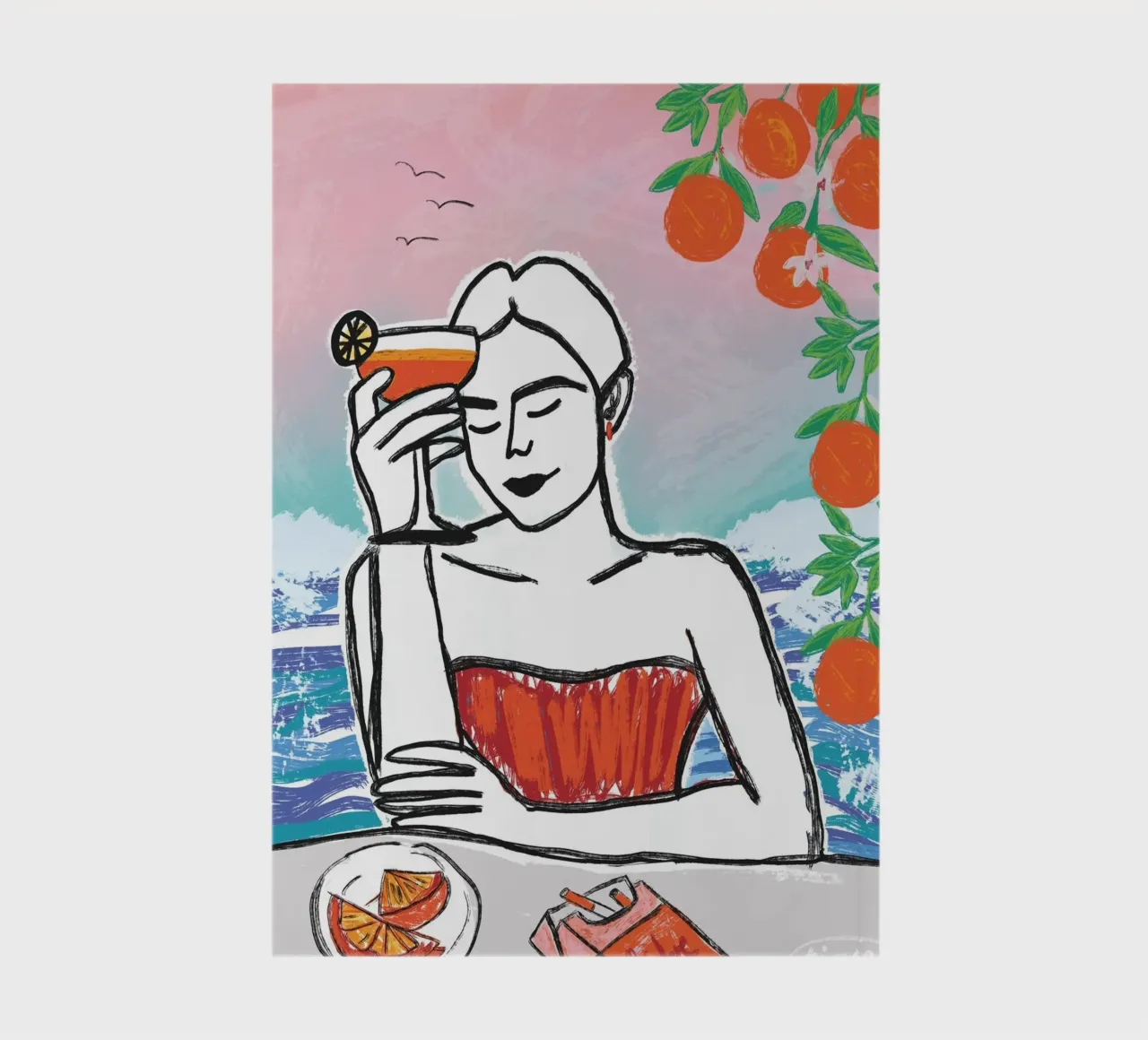 Aperol Frau Am Meer notebook by ni-ja artboutique