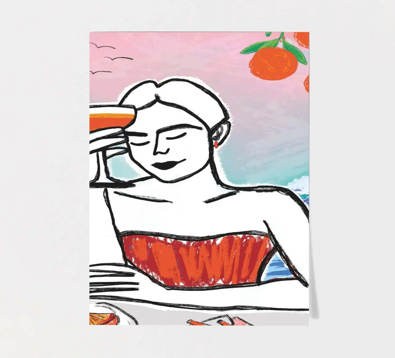 Aperol Frau Am Meer foglio adesivo da ni-ja artboutique
