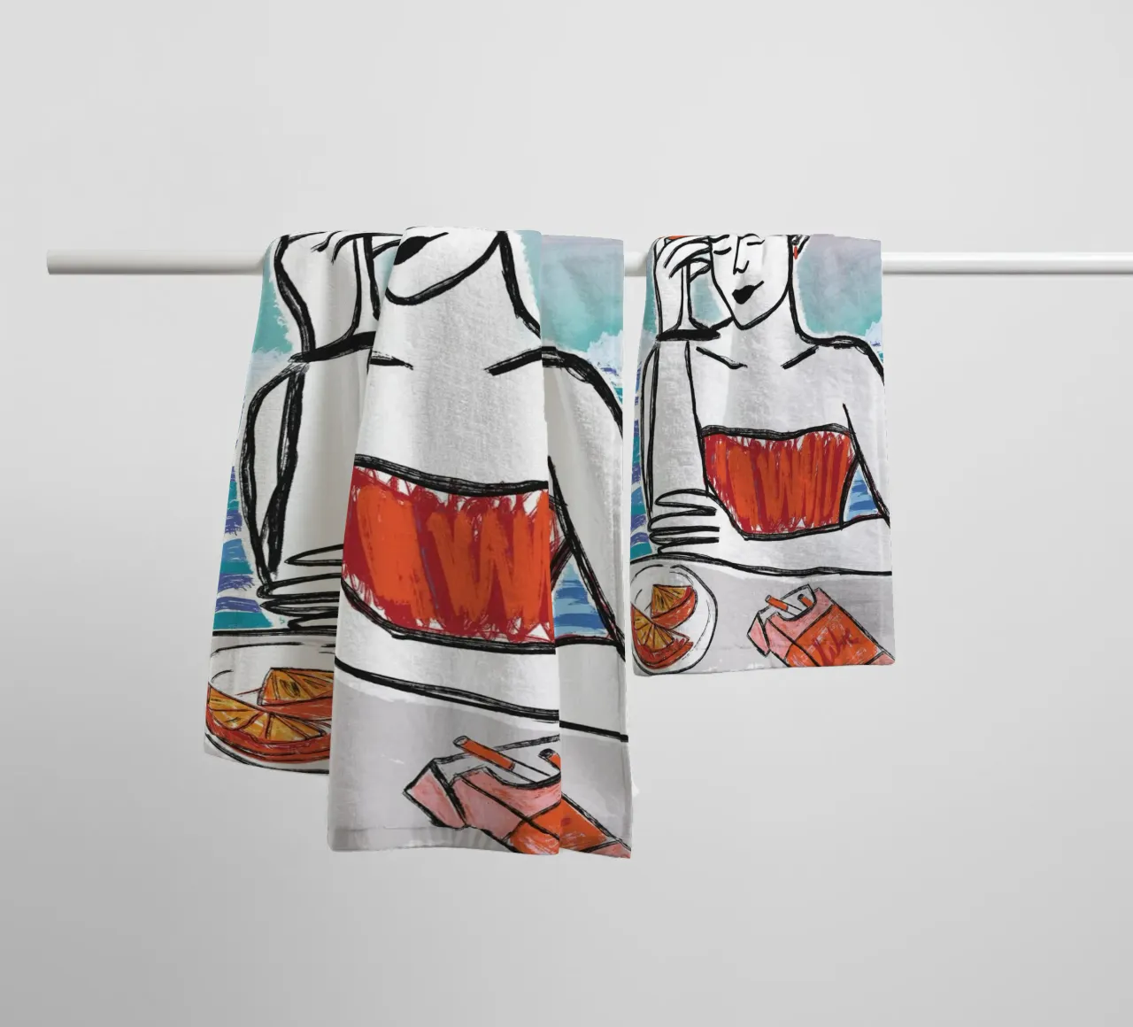 Aperol Frau Am Meer asciugamano da bagno da ni-ja artboutique