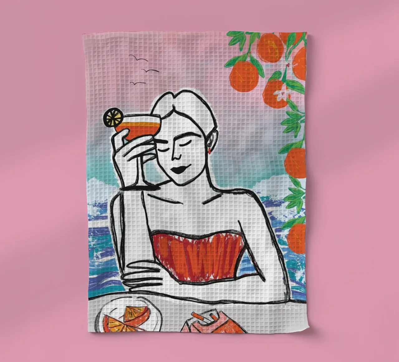 Aperol Frau Am Meer canovaccio da cucina da ni-ja artboutique