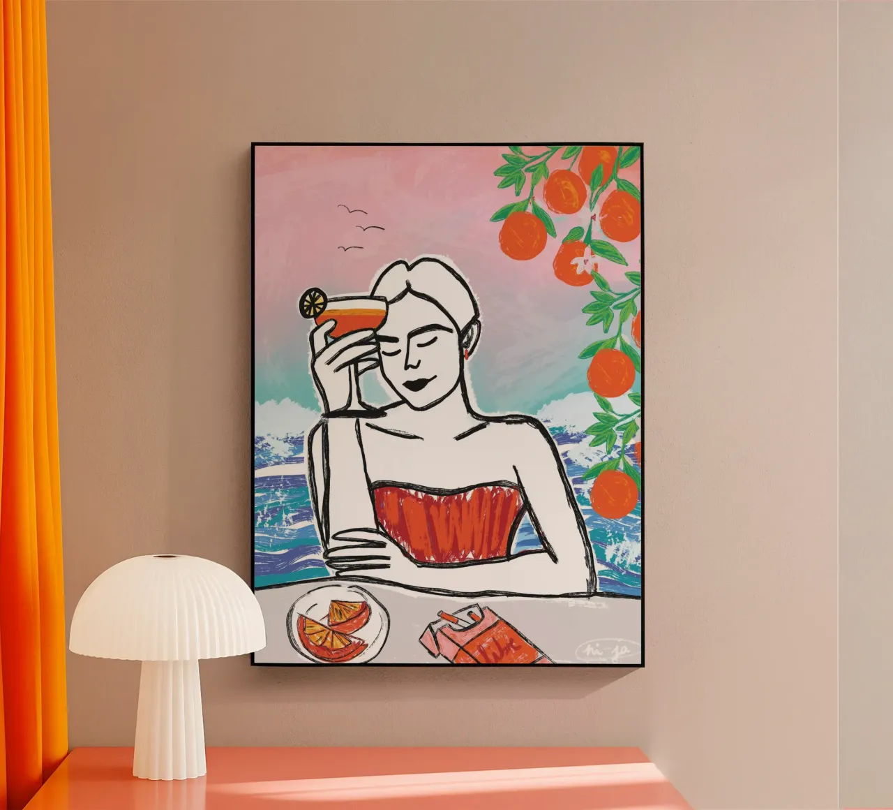 Aperol Frau Am Meer plexiglass da ni-ja artboutique