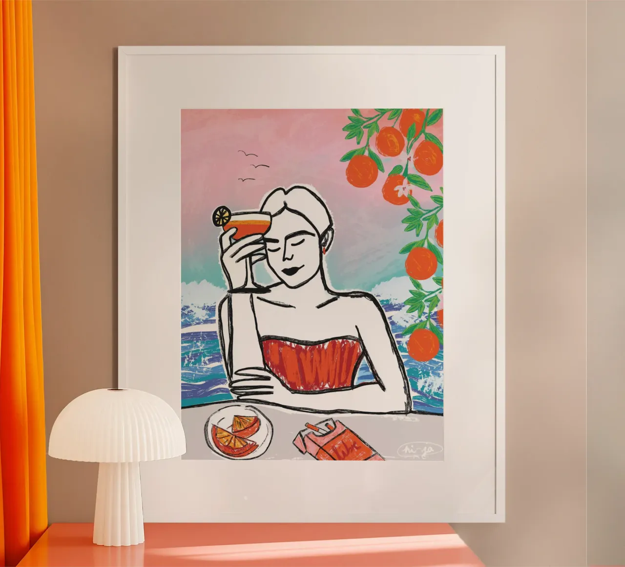 Aperol Frau Am Meer carta hahnemühle da ni-ja artboutique