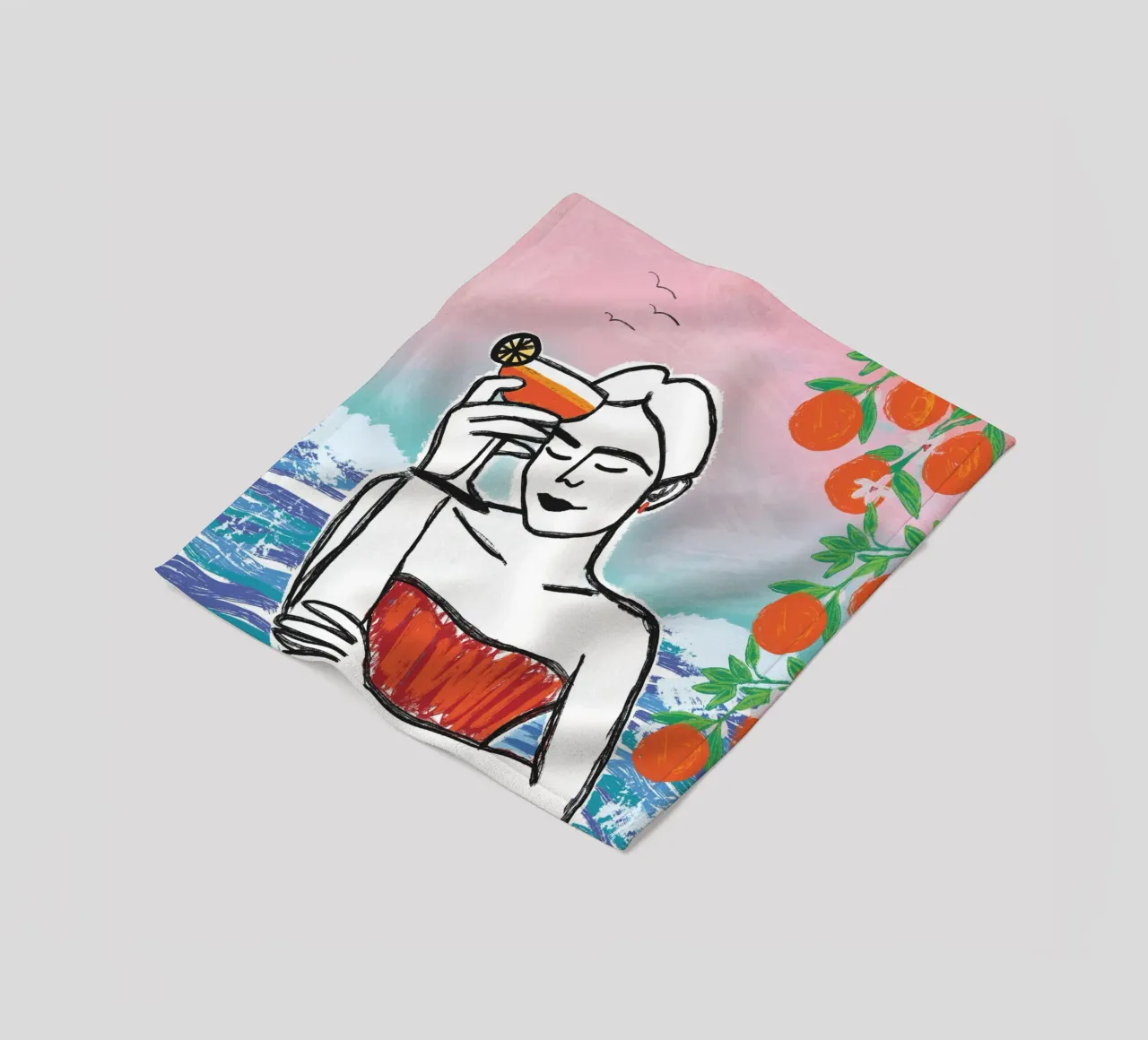 Aperol Frau Am Meer coperta in pile da ni-ja artboutique