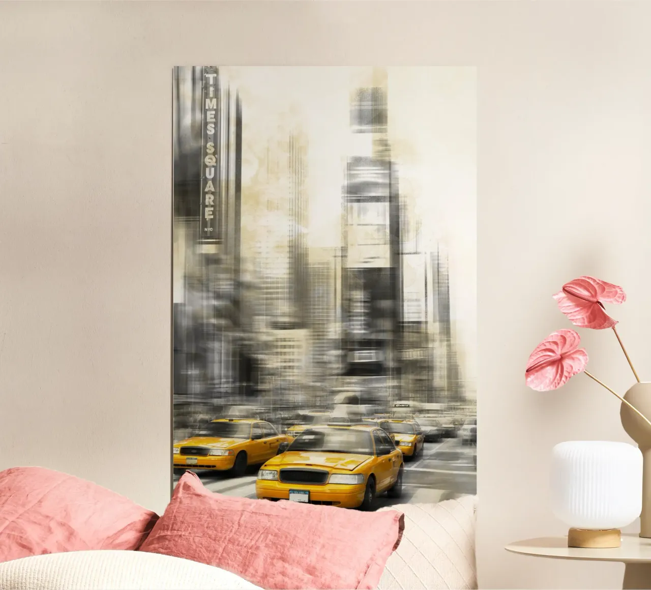 Moderne Kunst TIMES SQUARE Poster mit Holzrahmen von Melanie Viola