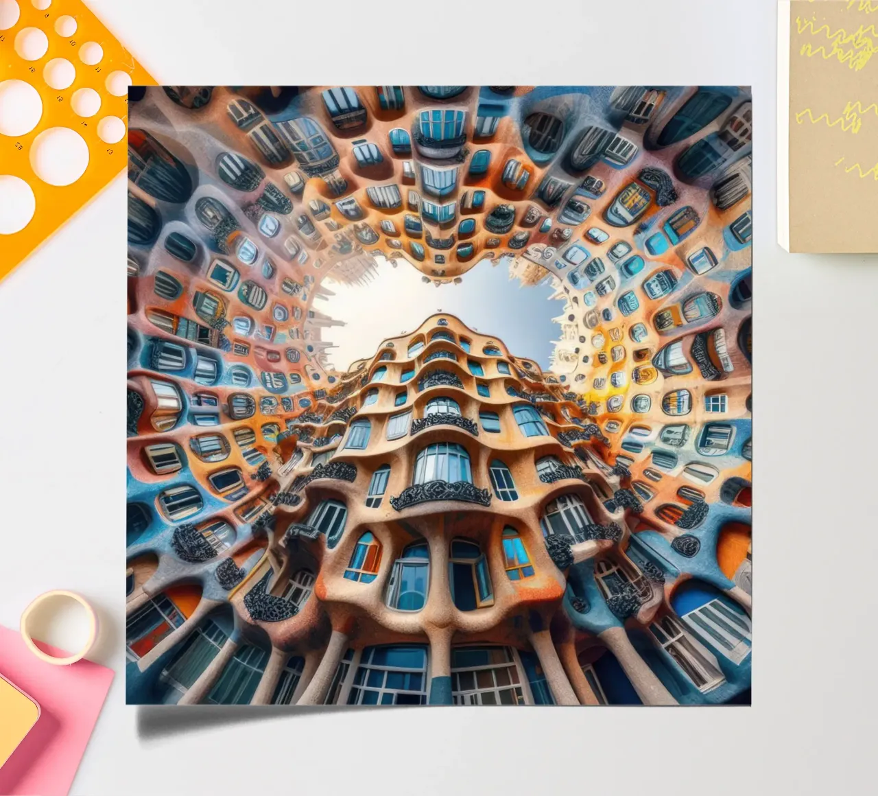 Sphere 019 - Surreal Circular Architecture Stickerbogen von Spheres
