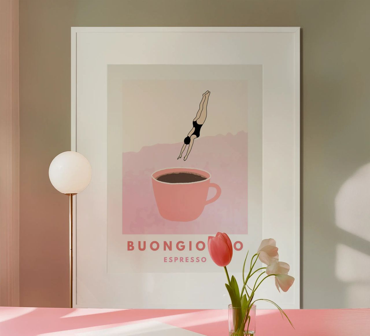 Buongiorno Coffee Print, Coffee lover poster, Espresso Art Poster von Bella Studio